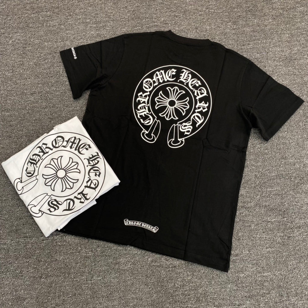 Chrome Hearts Men's Summer Solid Color Sanskrit Print Round Neck Cotton Short Sleeve T-Shirt #77168