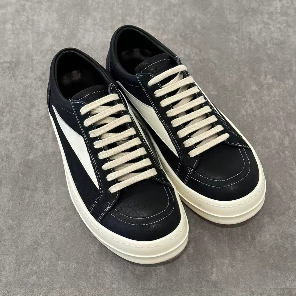 Rick Owens Men's And Women's Spring/Fall Fashion Casual Round Toe Lace Up Color Block Flat Low Top Sneakers Shoes #79449