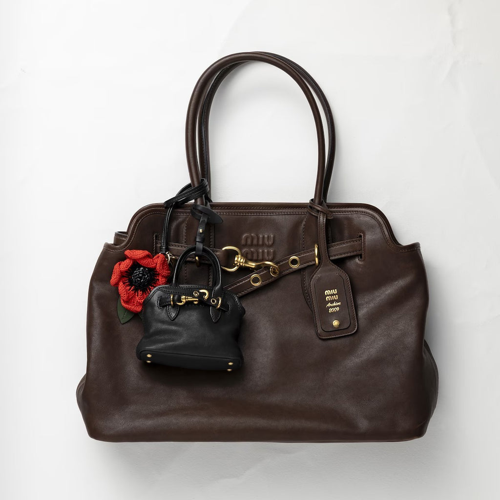 MiuMiu Women's Mini Aventure Leather Bag Jewelry Embossed Logo Zipper Closure Casual Tote Bag Bags #71932