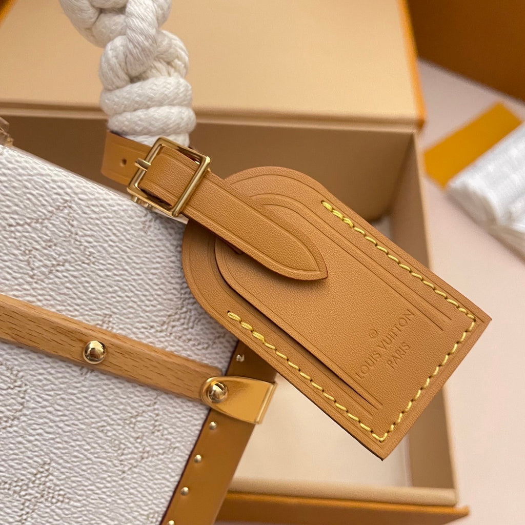 Louis Vuitton Handle Trunk Women's Solid Color Detachable Adjustable Shoulder Strap Buckle Closure Coated Canvas Box Bag Single Shoulder Crossbody Handbag Bags #77789