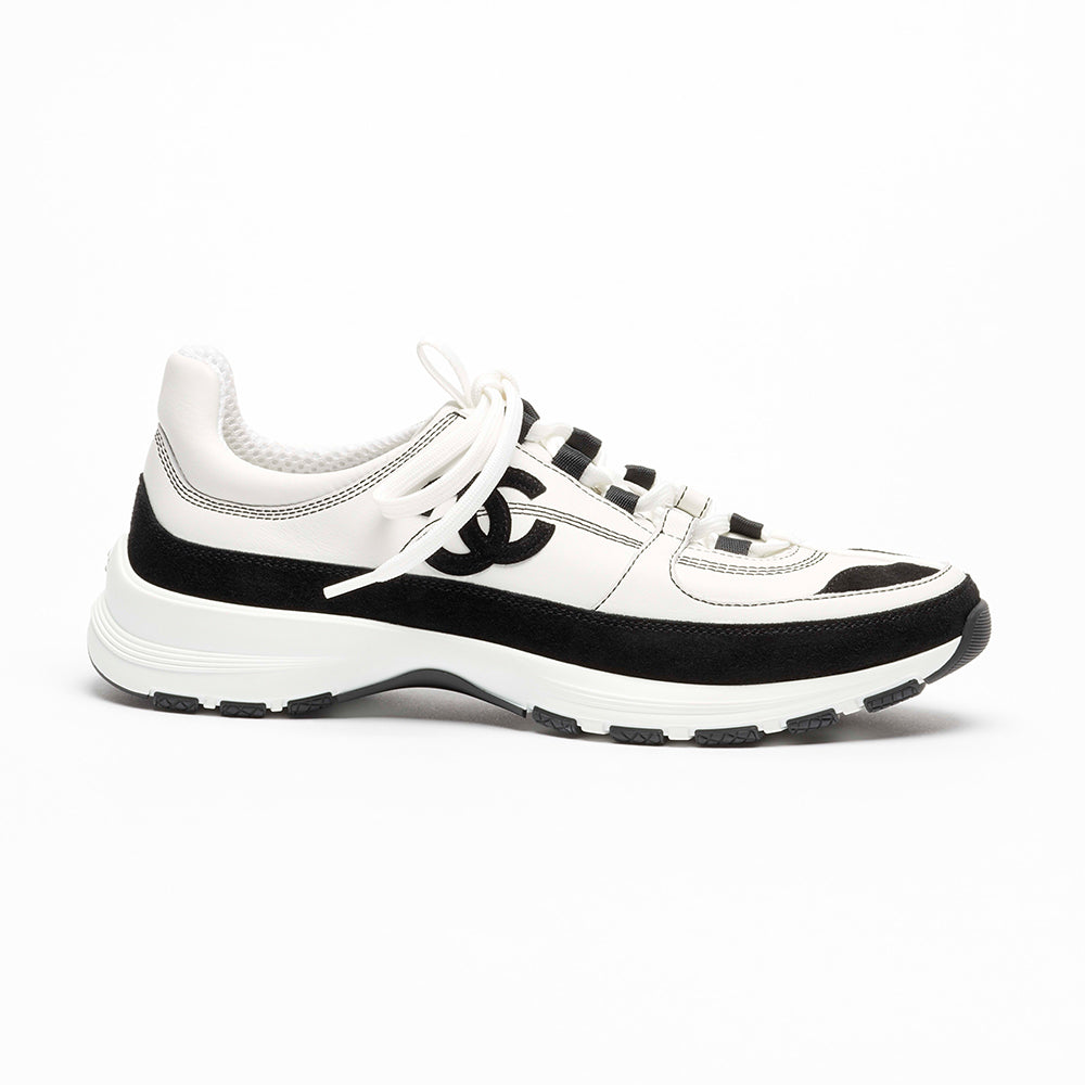 CHANEL Sneakers Calfskin Suede Calfskin White Black #381217