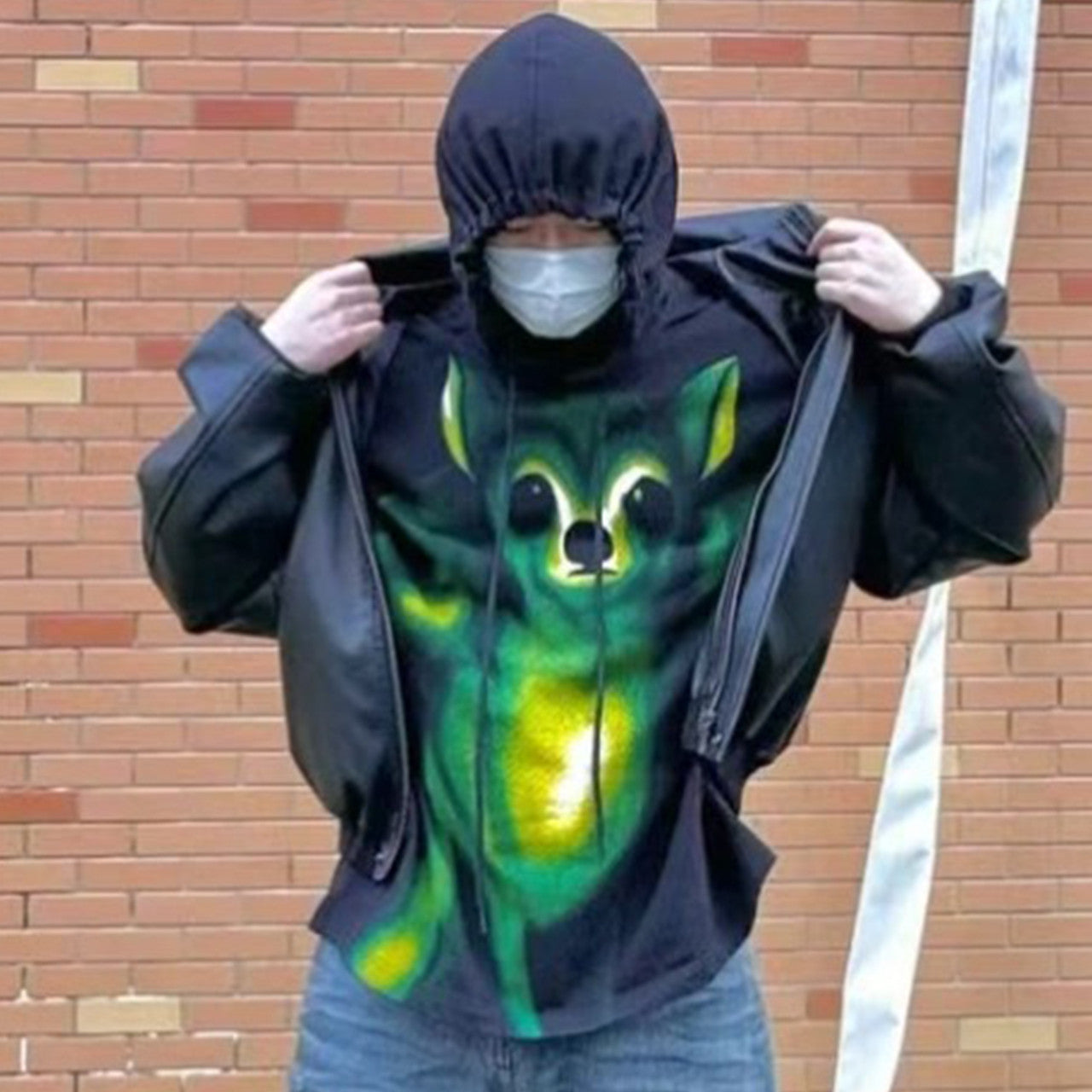 Anonymous Club Men's Women's Spring And Autumn Fashion High Street Printed Sweatshirt Hooded Trend Casual Black Hoodie Ngvp #7765