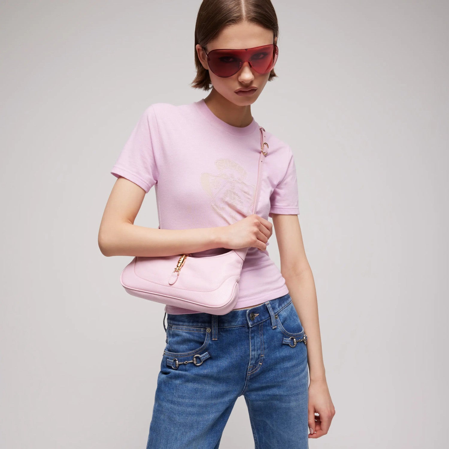 Gucci Jackie Slim Series Medium Shoulder Bag La Famiglia Series Demna Clutch Pink Underarm Bag Classic Vintage Elegant Casual Bags 863137AAGDJ5825 #197407