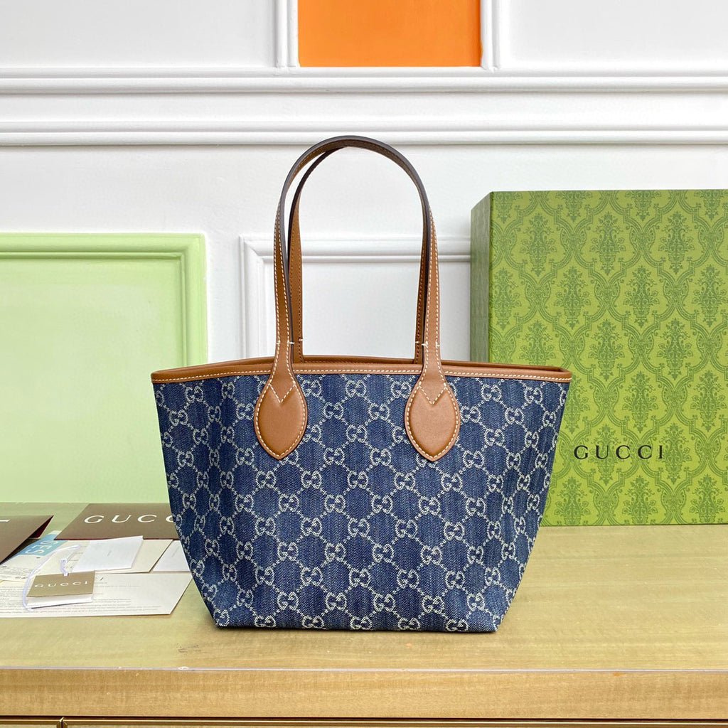Gucci Totissima Women's Branded Classic Printed Denim Tote Bag Tote Shoulder Bags #76511