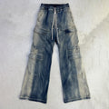 Rick Owens Men's Spring And Summer High Street Trend Gradient Pocket Denim Pants Retro Fashion Trend Loose Pants Ngvp #1743