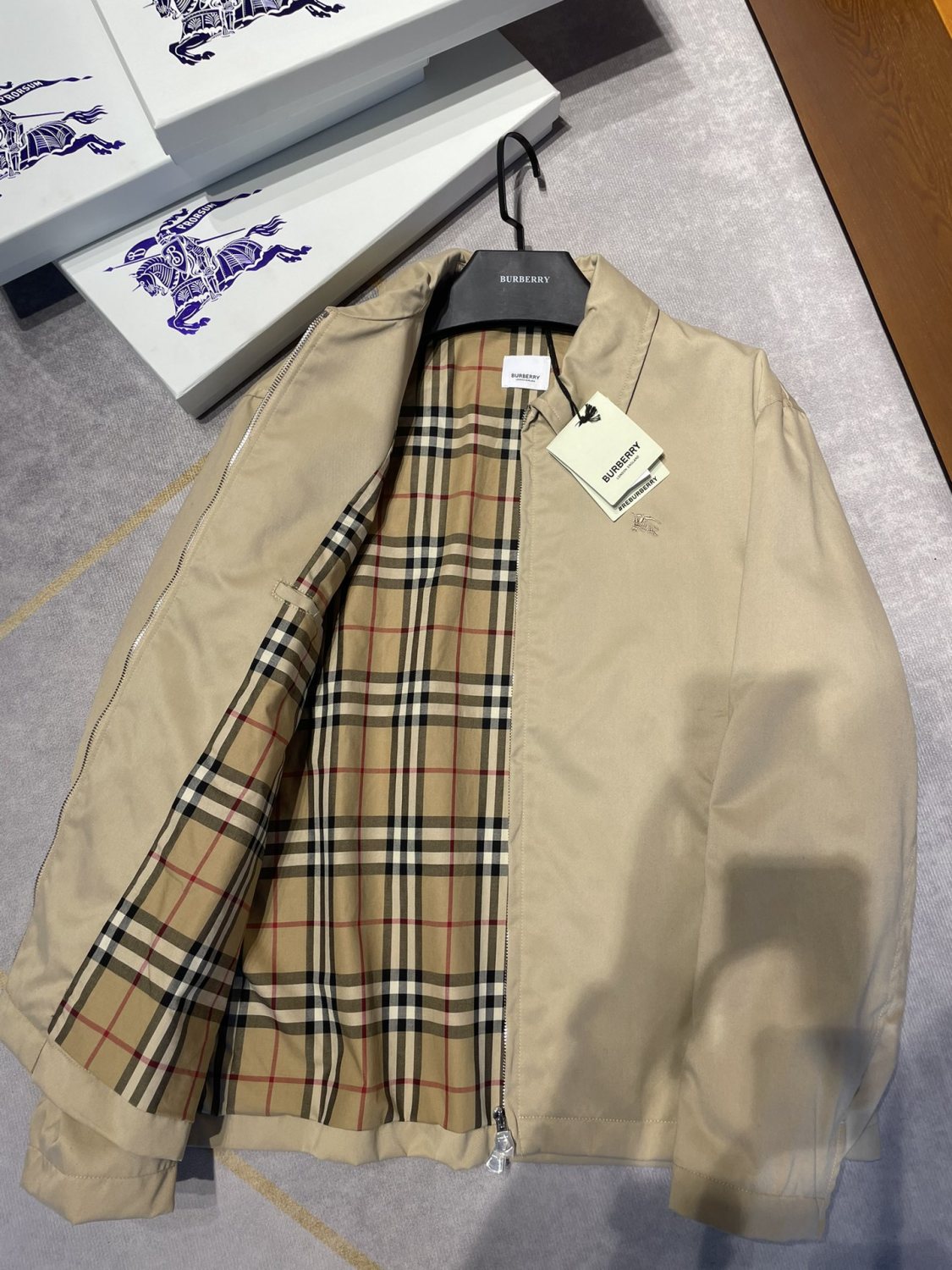 Burberry Men's Autumn and Winter Solid Color Logo Embroidery Zipper Casual Long Sleeve Cotton Jacket #73199