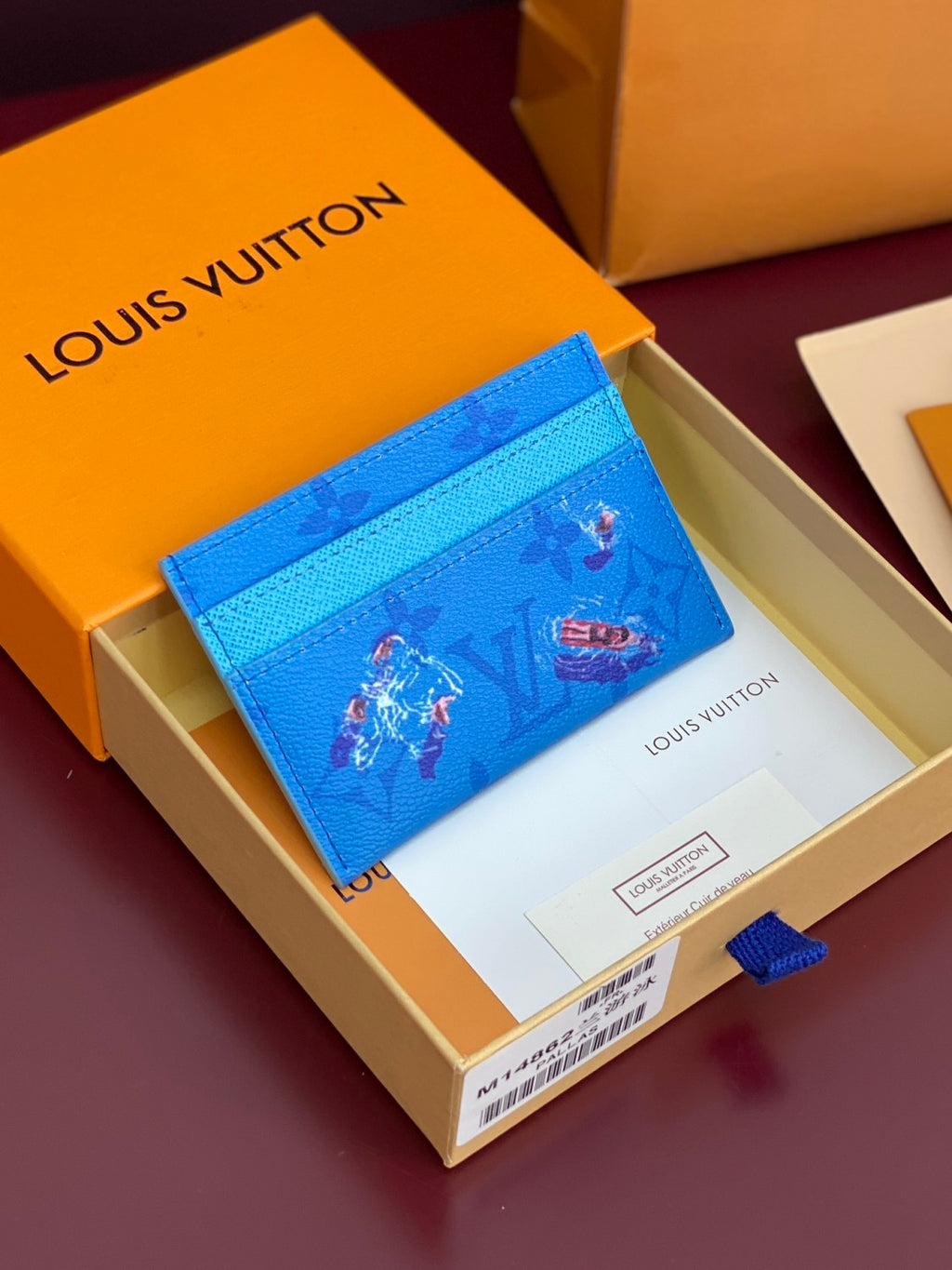 Louis Vuitton Double Men's Solid Color Logo Print Holiday Sports Series Leather Card Holder Wallet Bag Bags #77331