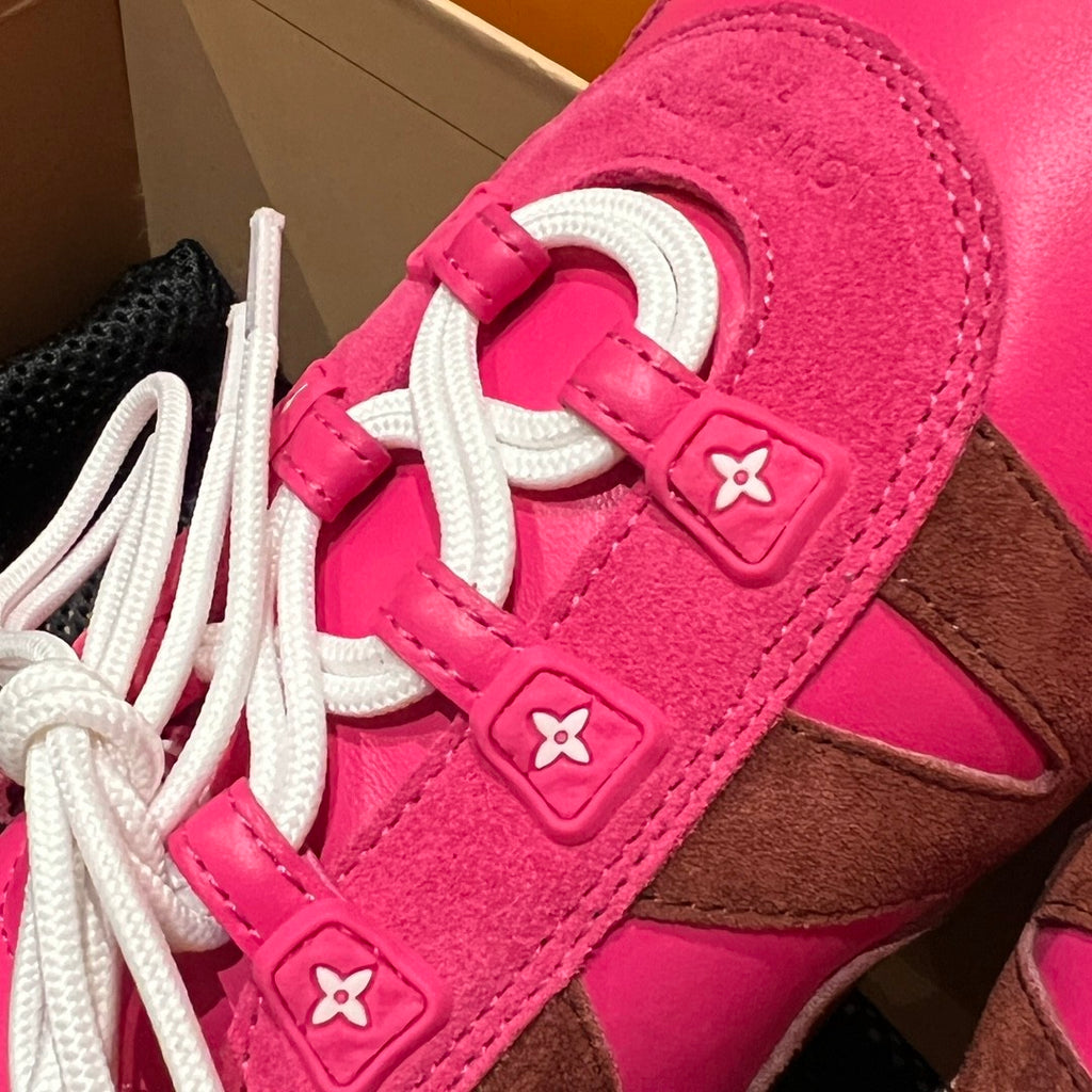 Louis Vuitton SNEAKERINA Women's Four Seasons Colorblocking Round Toe Lace Up Sheepskin Low Top Ballet Derby Shoes #76465
