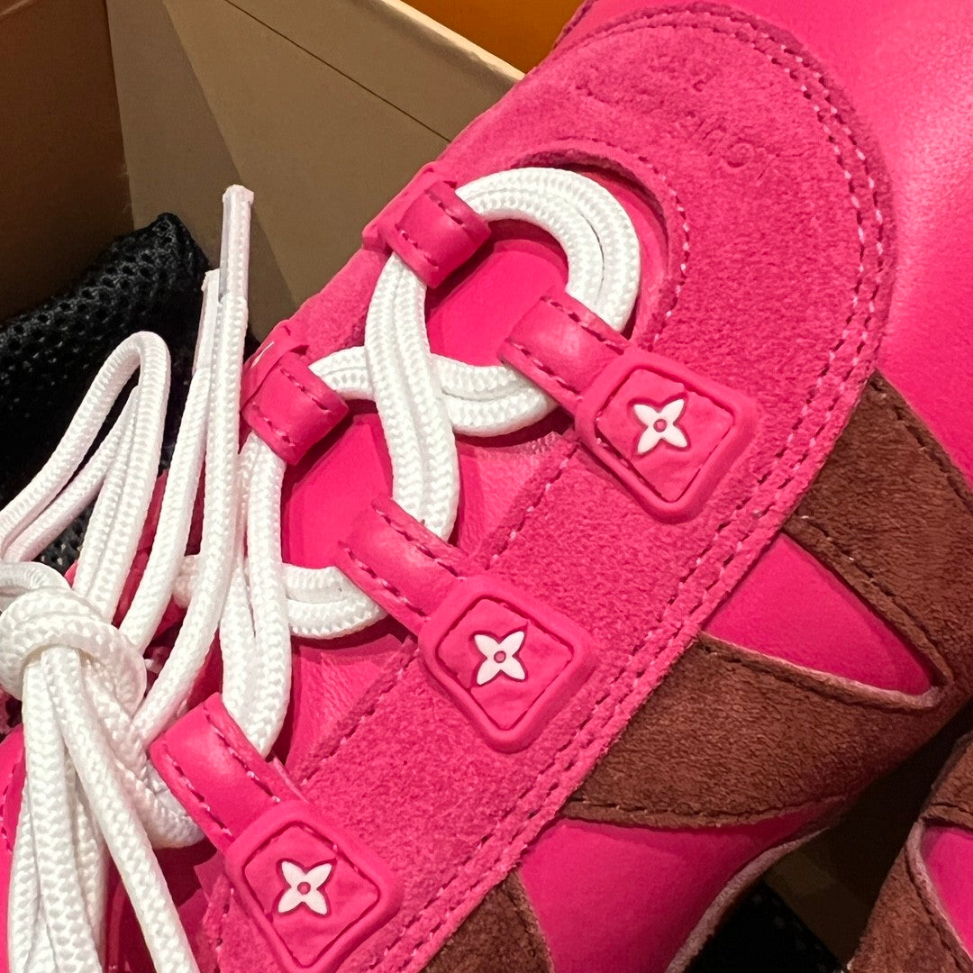 Louis Vuitton SNEAKERINA Women's Four Seasons Colorblocking Round Toe Lace Up Sheepskin Low Top Ballet Derby Shoes #76465