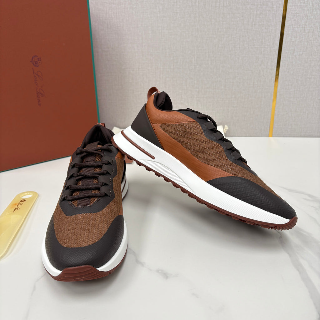 Loro Piana Week End Walk Mesh Cowhide Suede Casual Sneakers #381648