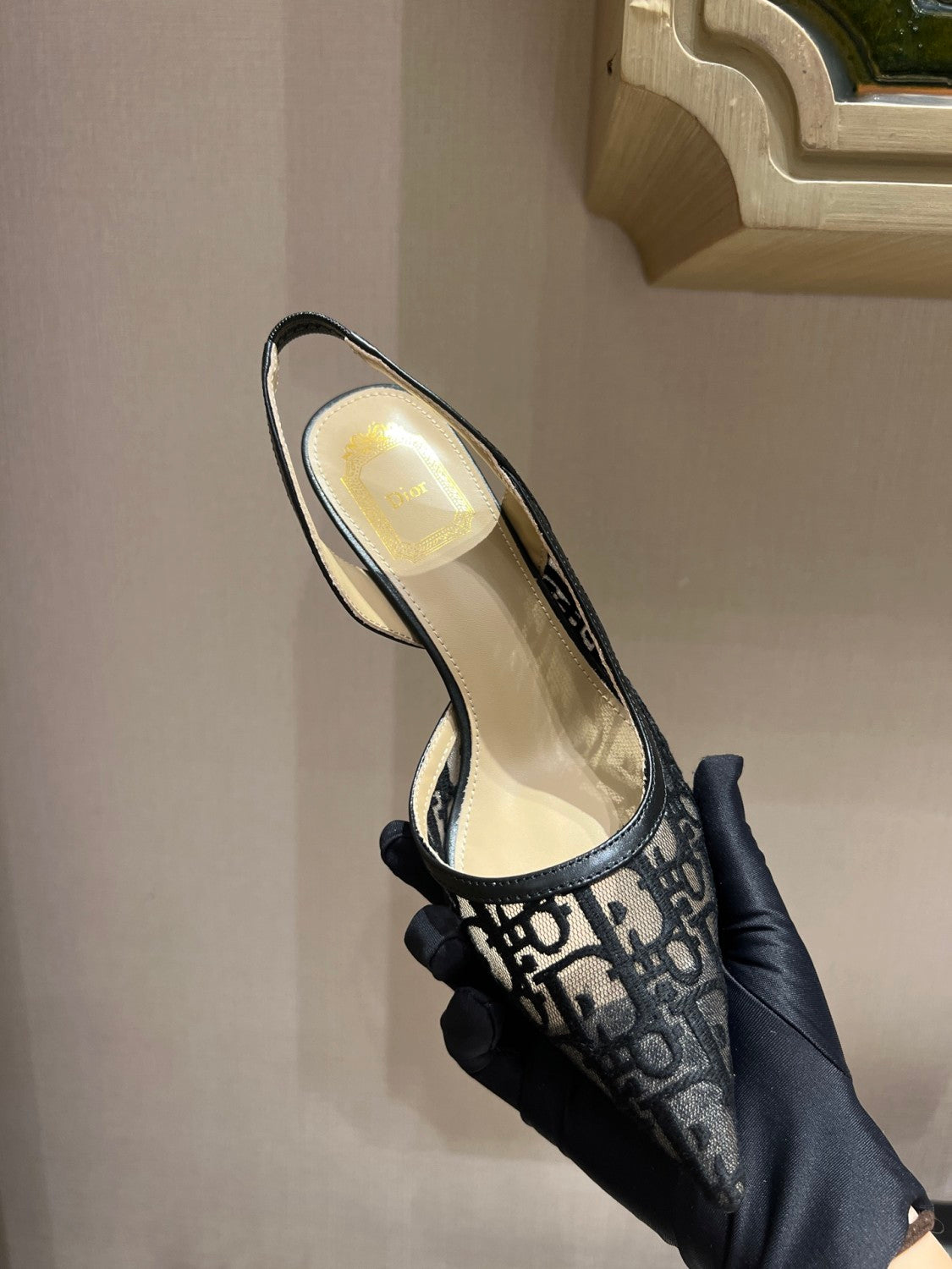 DIOR Adiorable Slingback Pump Black Dior Oblique Embroidered Mesh #380126