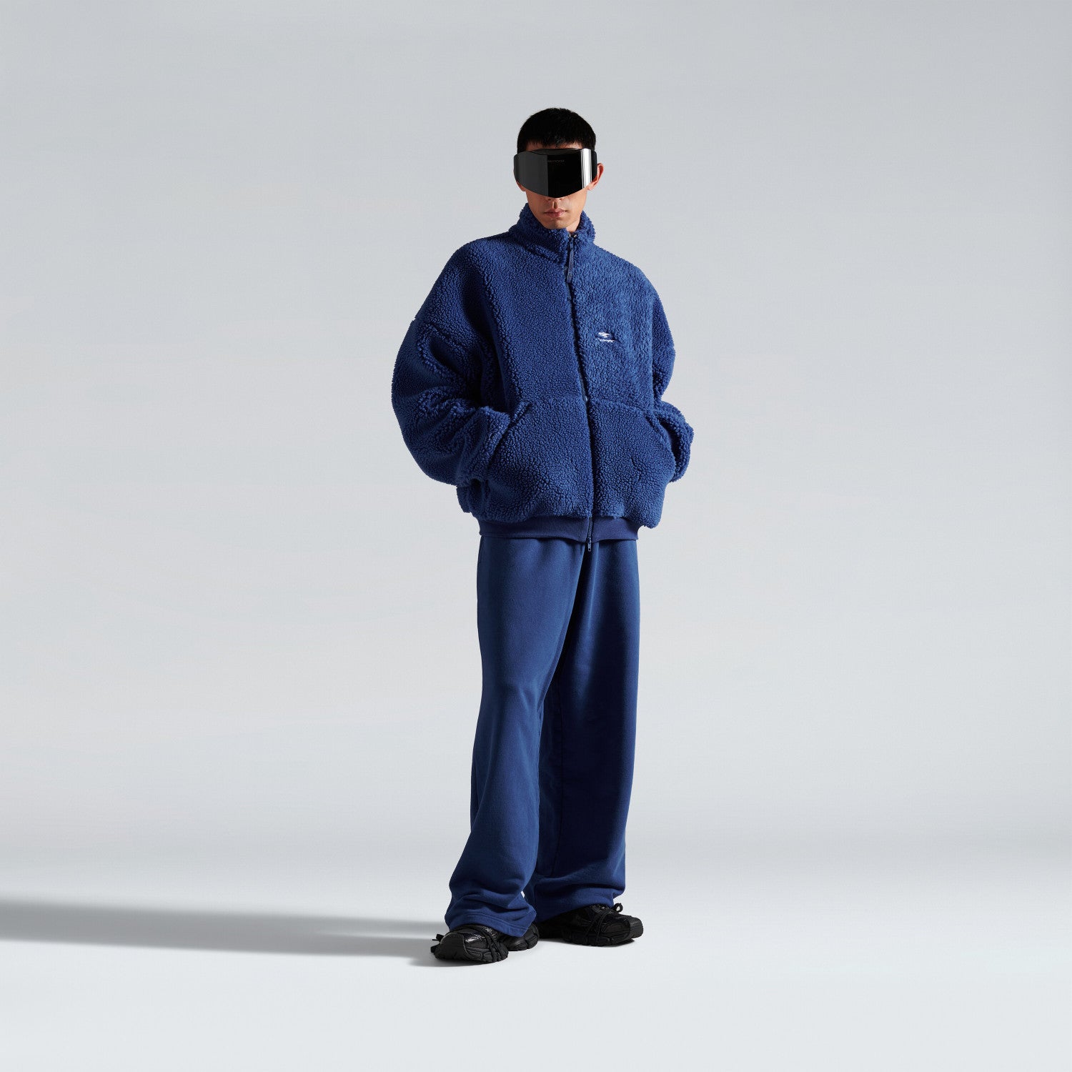 Balenciaga Men's 3b Sports Icon Ski Zip-up Jacket in Light Marine Blue #335777