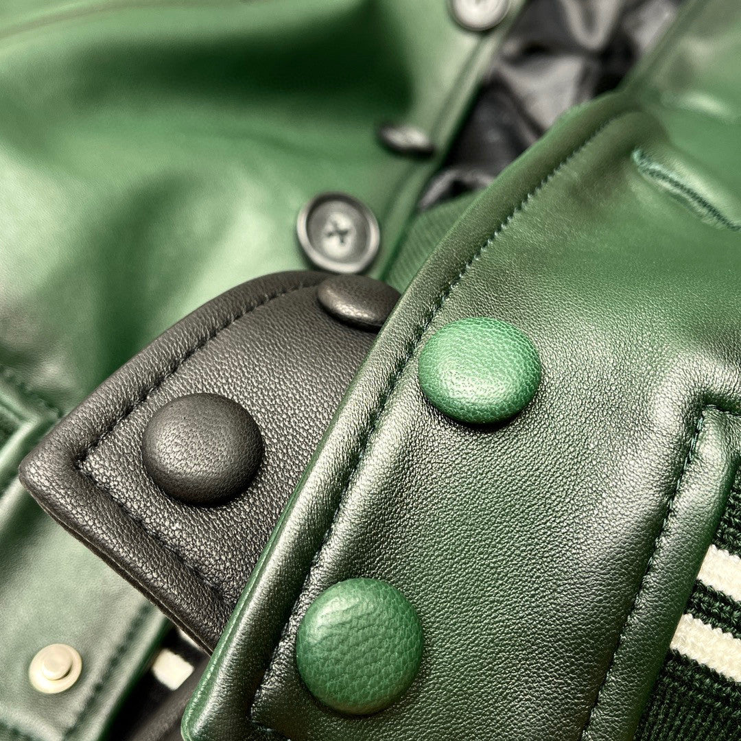 Berluti Buttoned Leather Baseball Jacket #96147