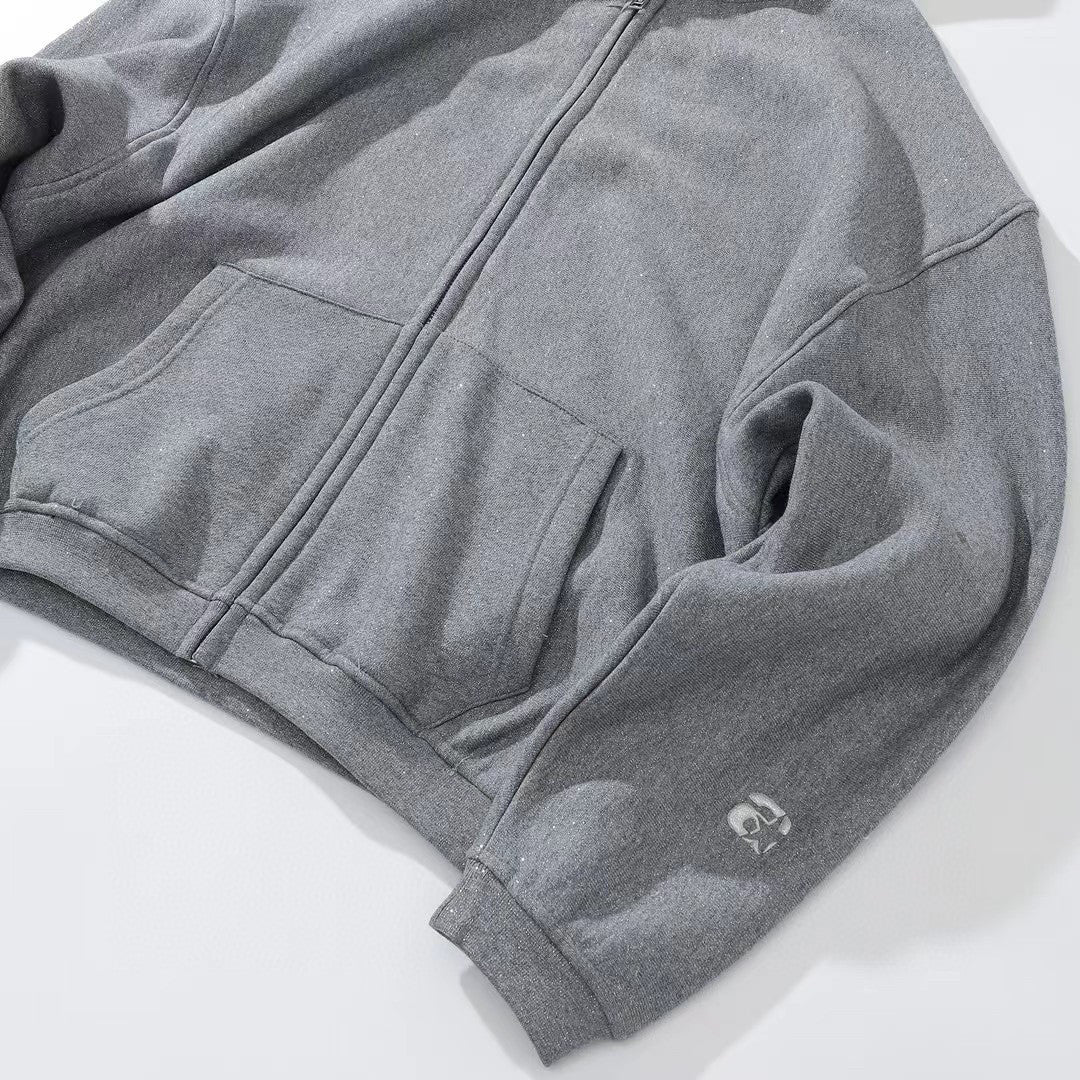 Alexander Wang Gray Zippered Loose Hooded Sweatshirt Ngvp #6687