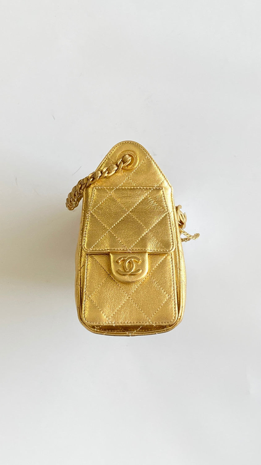 Chanel 25 Mini handbag Metallic Grained Calfskin #333968
