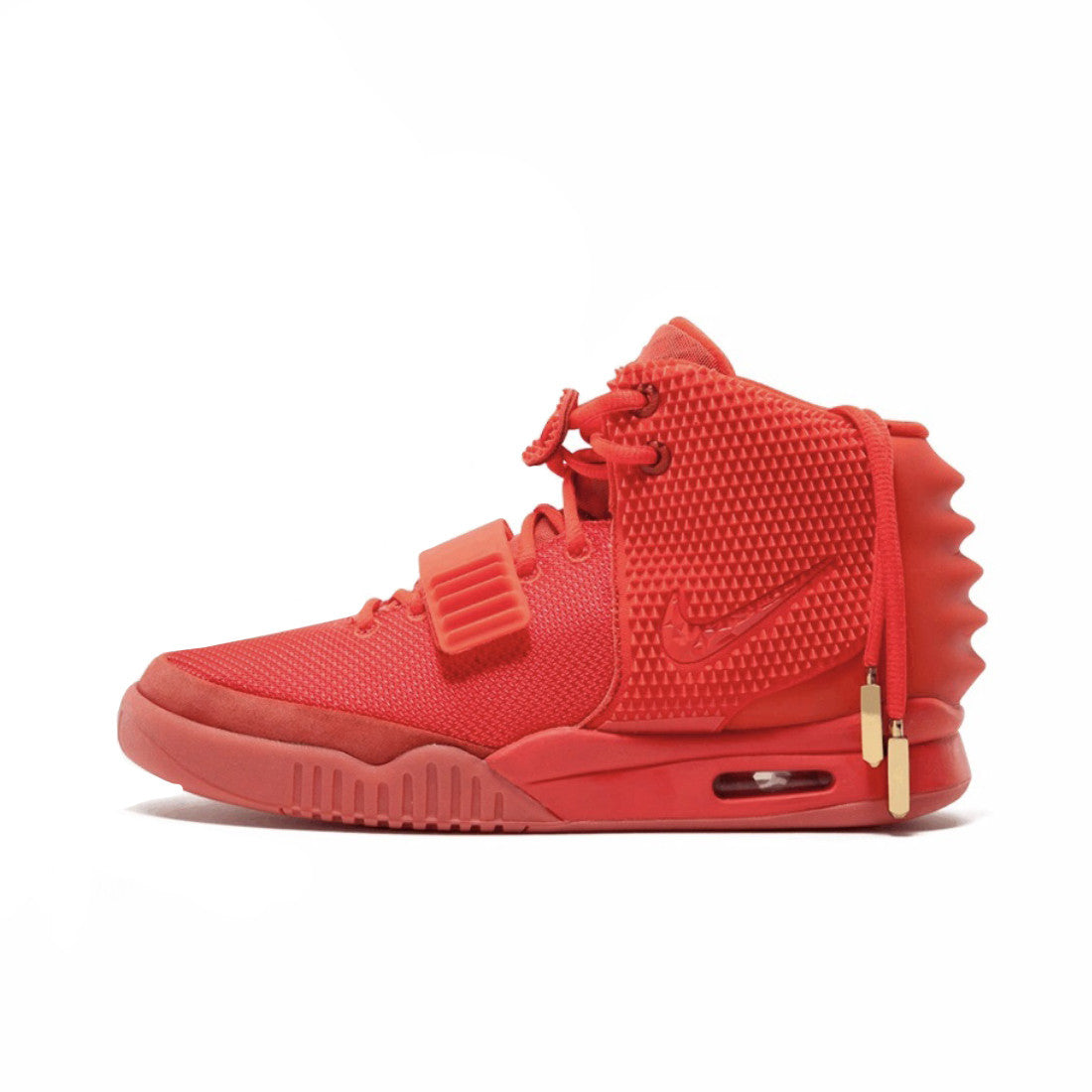 Kanye West x Nike Air Yeezy II NRG Black Solar Red Men's Mid-Top Cushioned Casual Basketball Shoes #76972
