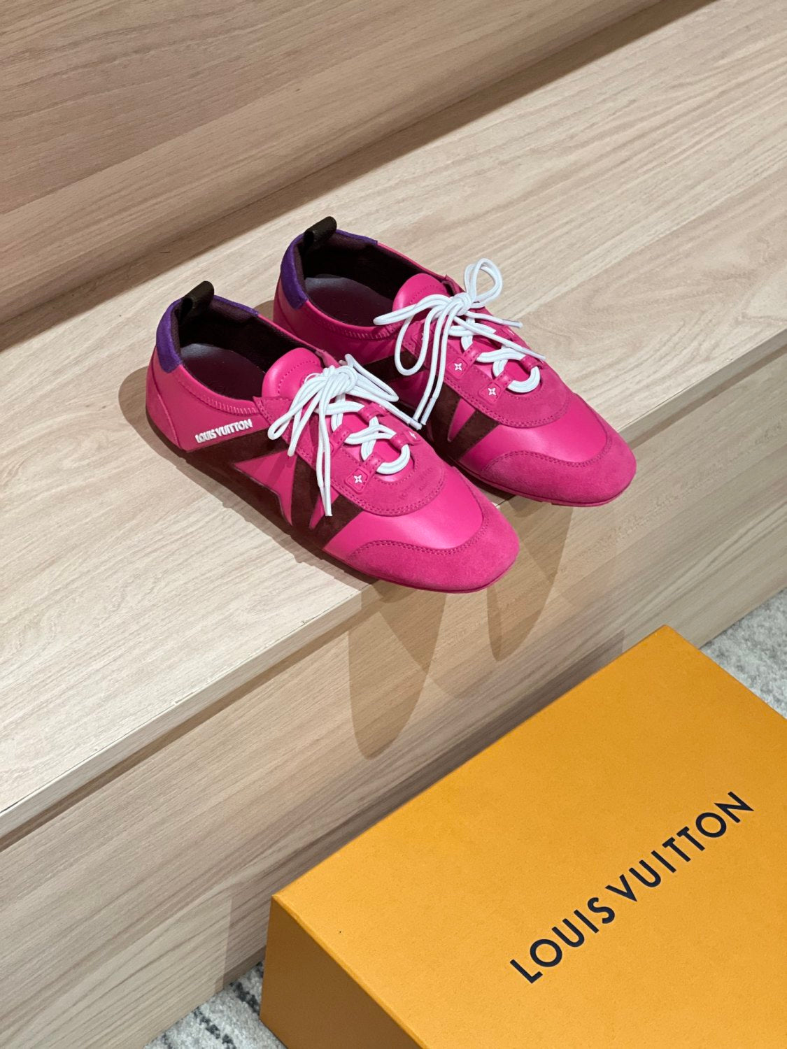 Louis Vuitton SNEAKERINA Women's Four Seasons Colorblocking Round Toe Lace Up Sheepskin Low Top Ballet Derby Shoes #76465