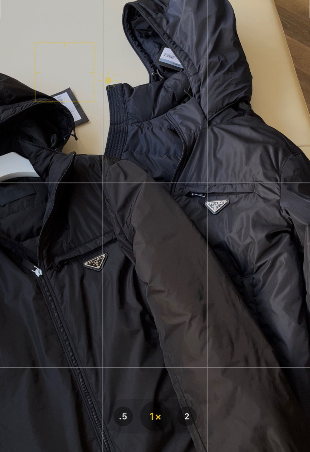Prada Men's Fall/Winter Hooded Zipper Solid Color Re-Nylon Puffer Jacket #96855