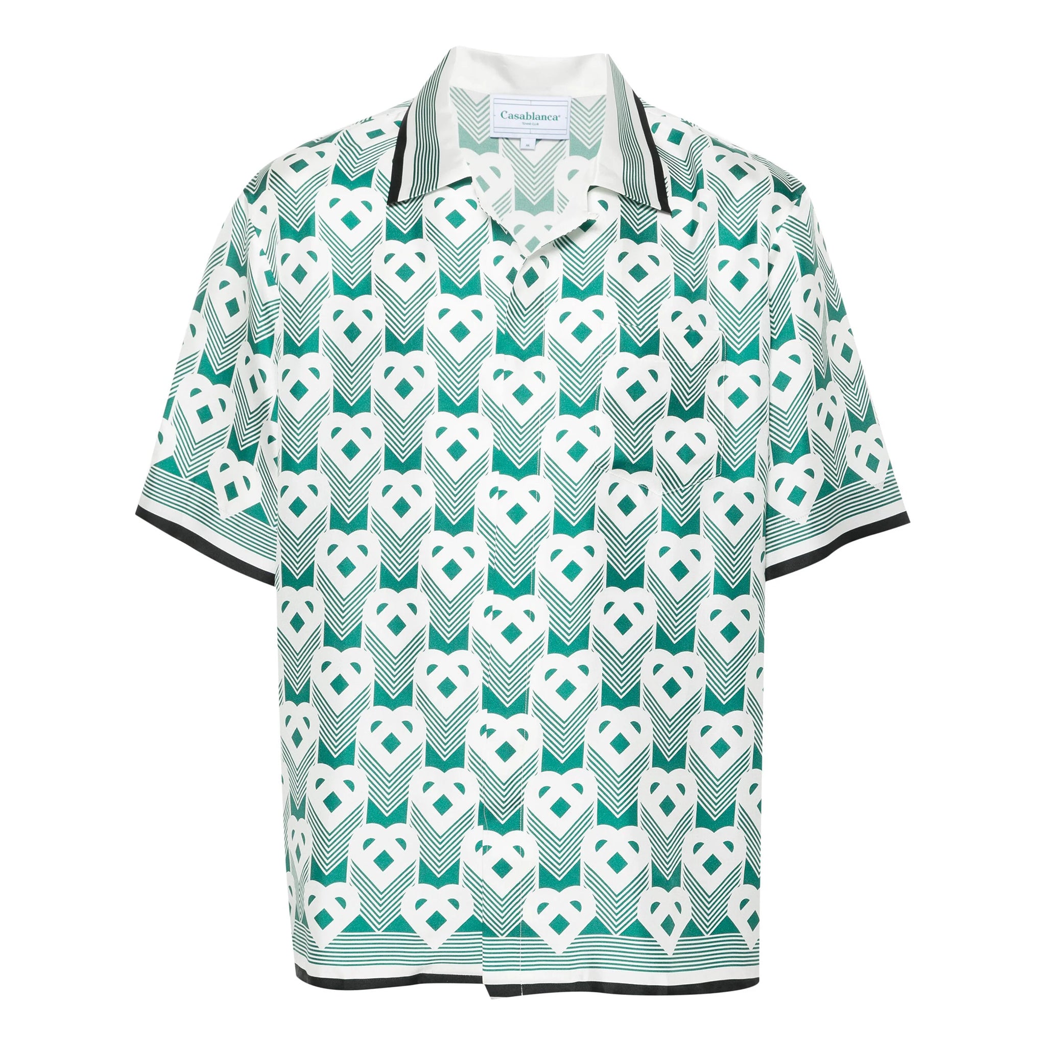Casablanca Men's Summer Gradient Heart Printed Silk Short Sleeve Shirt Casual Elastic Lace-Up Shorts Ngvp  #8677