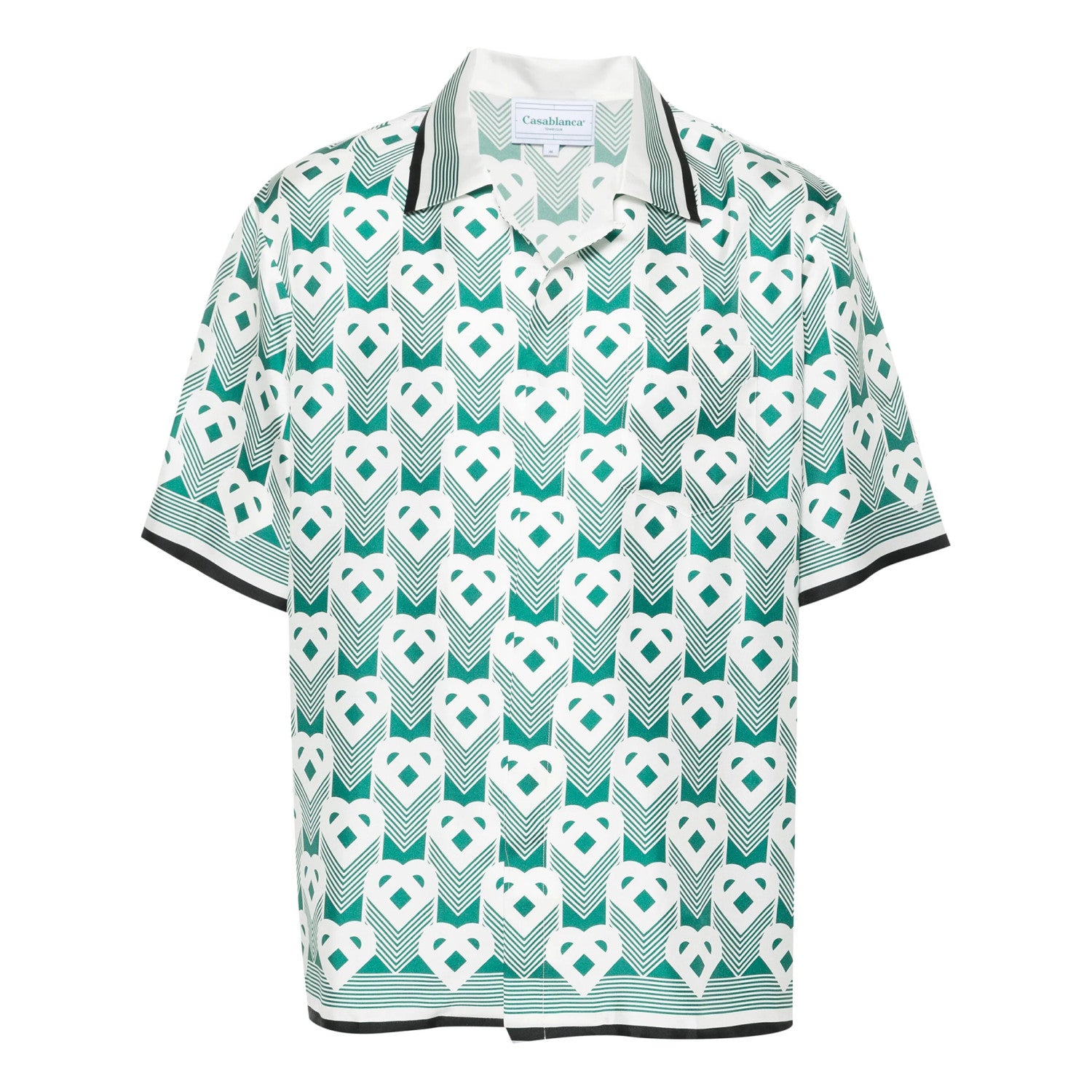 Casablanca Men's Summer Gradient Heart Printed Silk Short Sleeve Shirt Casual Elastic Lace-Up Shorts Ngvp  #8677