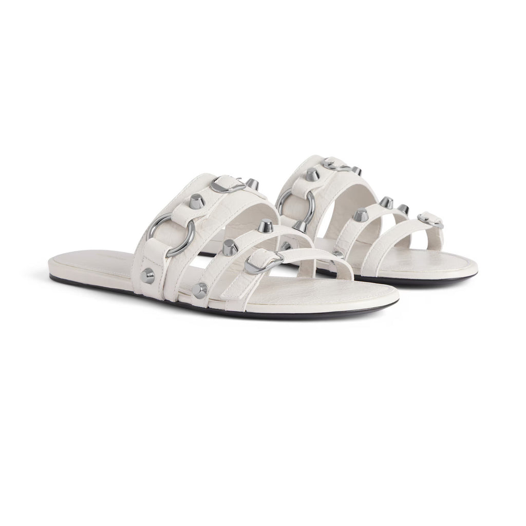 Balenciaga Women's Spring And Summer Fashion Rivets Belt Buckle Round Head Flat Slippers Punk Style Cowhide Sandals Leather  Shoes Ngvp #1595