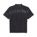 Balenciaga Women's Summer Painted Faded Washed Black Vintage Plain Knit Regular Fit Short Sleeve T-Shirt #74871