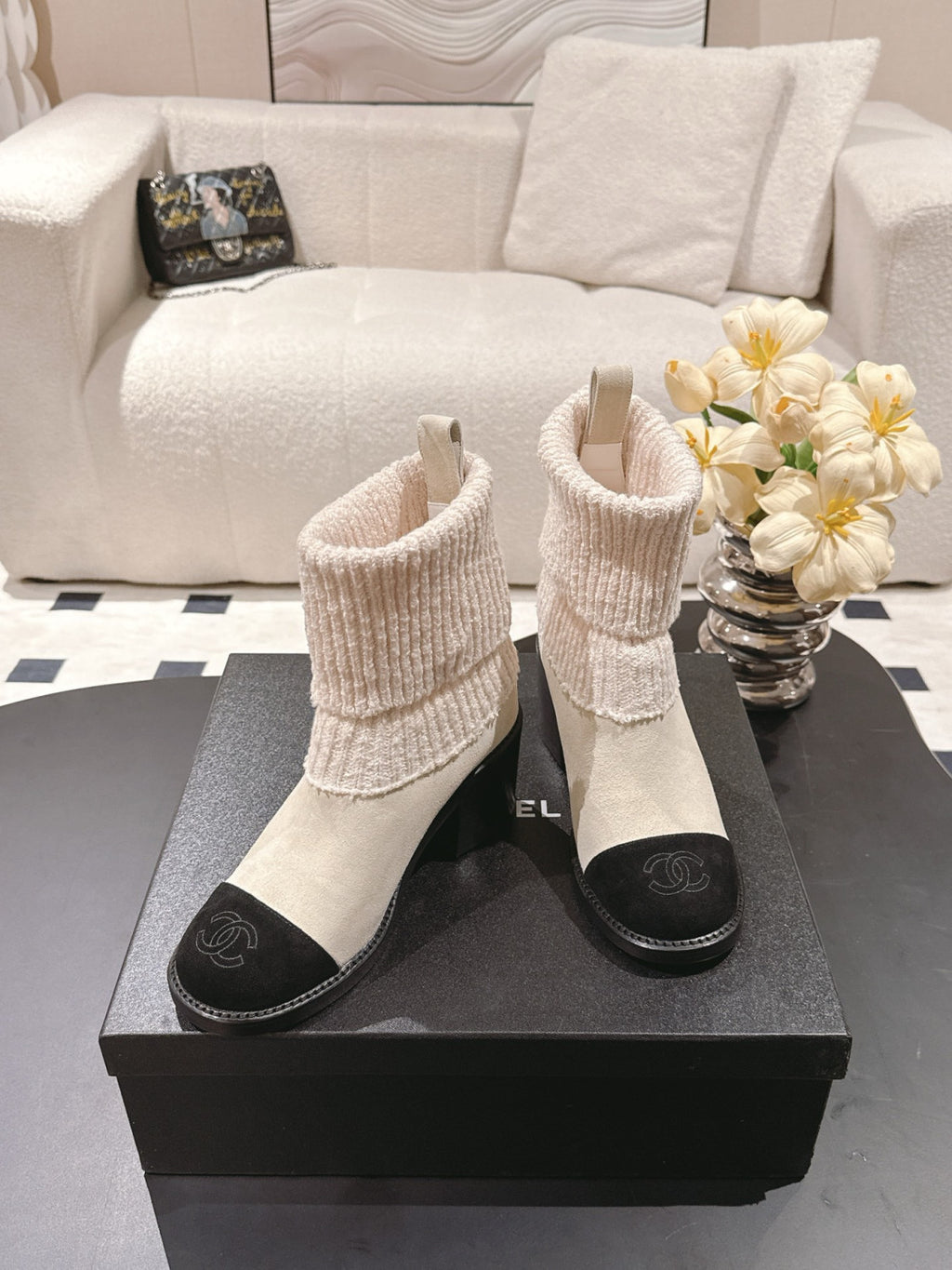 Chanel Knitted Socks High Heel Boots #335028