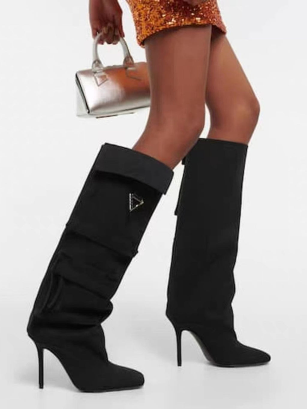 The Attico Women's Denim Pocket Boots Fall/Winter Solid-Color High-Heel Knee-High Boots Casual Shoes #81719