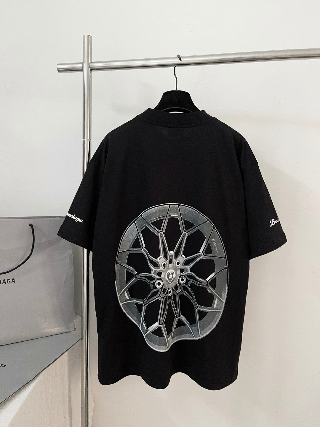 Balenciaga x Lamborghini Men's And Women's Summer Car Printing Round Neck Cotton Short Sleeve T-Shirt #71838
