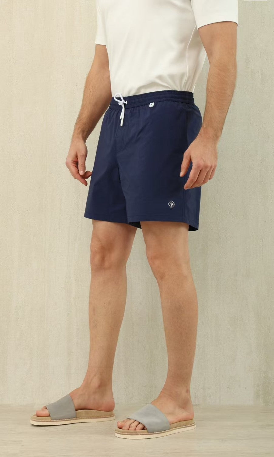 Loro Piana Men's Summer Letter Solid Color Mid Waist Tie Straight Bay Swim Shorts Ngvp #9959