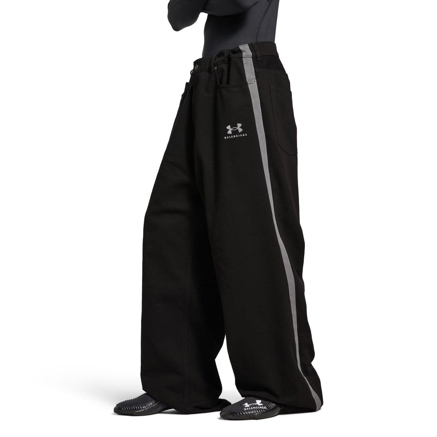 Balenciaga Men's Spring & Autumn Logo Printed Solid Color Lace-Up Mid-Rise Straight Leg Casual Pants #74653