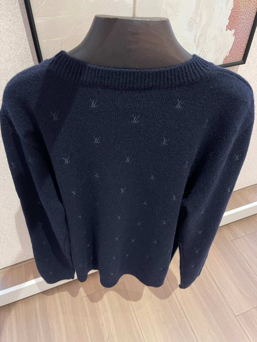Louis Vuitton Men's Spring and Autumn Solid Color Embroidery Logo Printed Crew Neck Knit Wool Sweater #73953