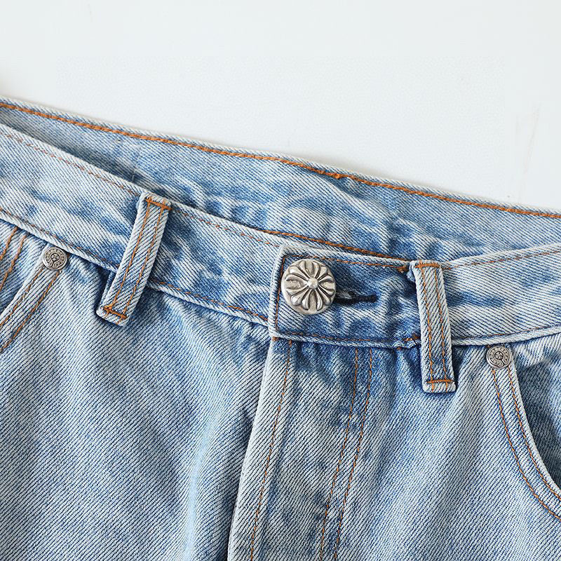 Chrome Hearts Light Blue Graffiti Jeans Pants #96564