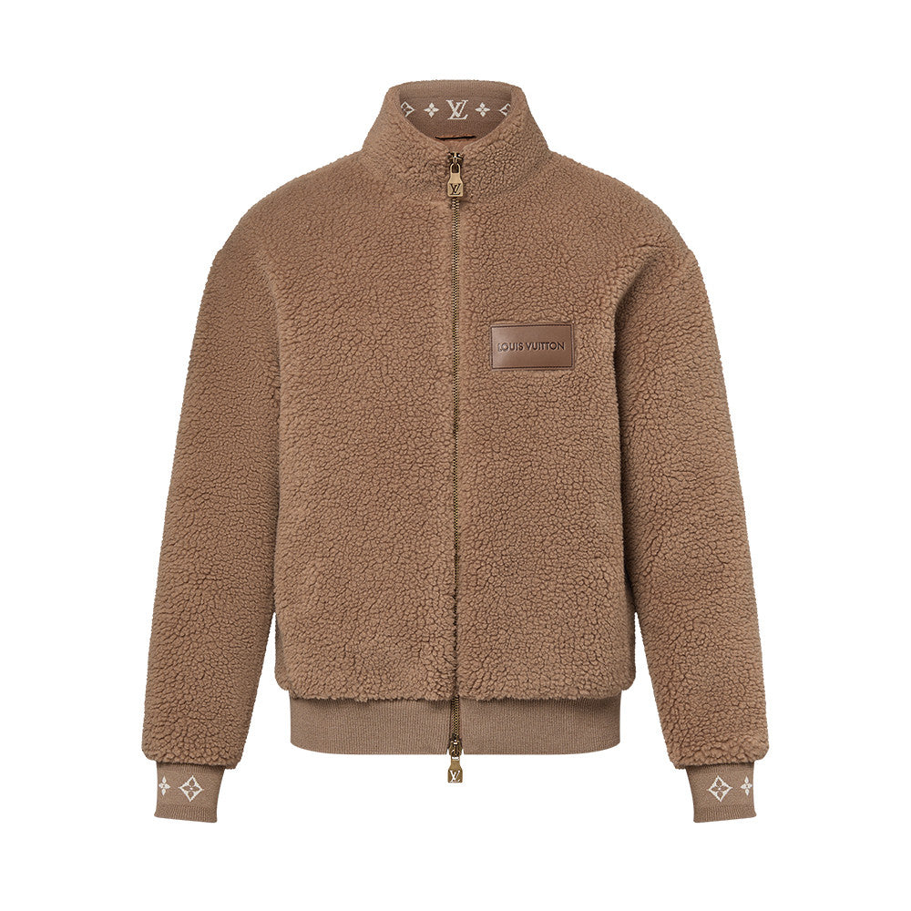 Louis Vuitton Women's and Men's Suede Leather Label Teddy Velvet Suede Belted Jacket With Leather Patches #332529