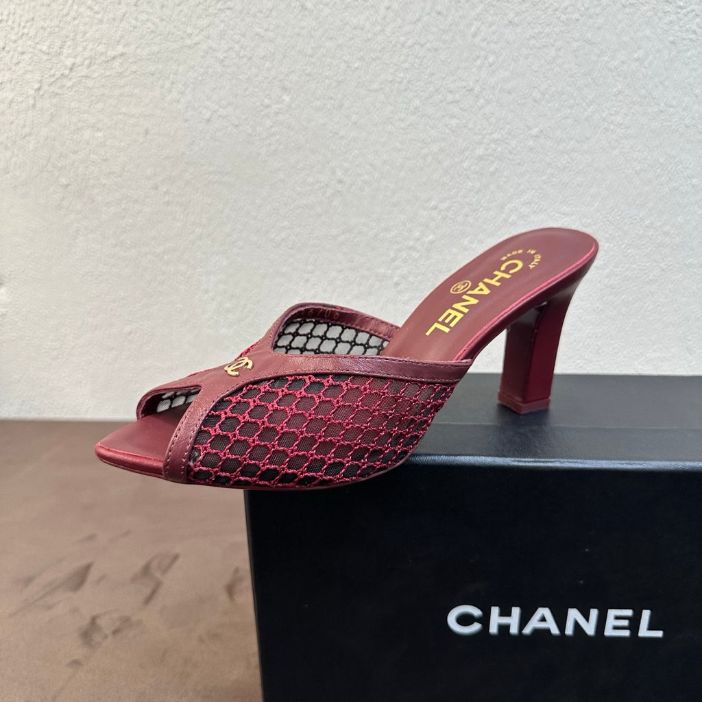 Chanel Mules Mixed Fibers Cotton Lambskin Black #382385
