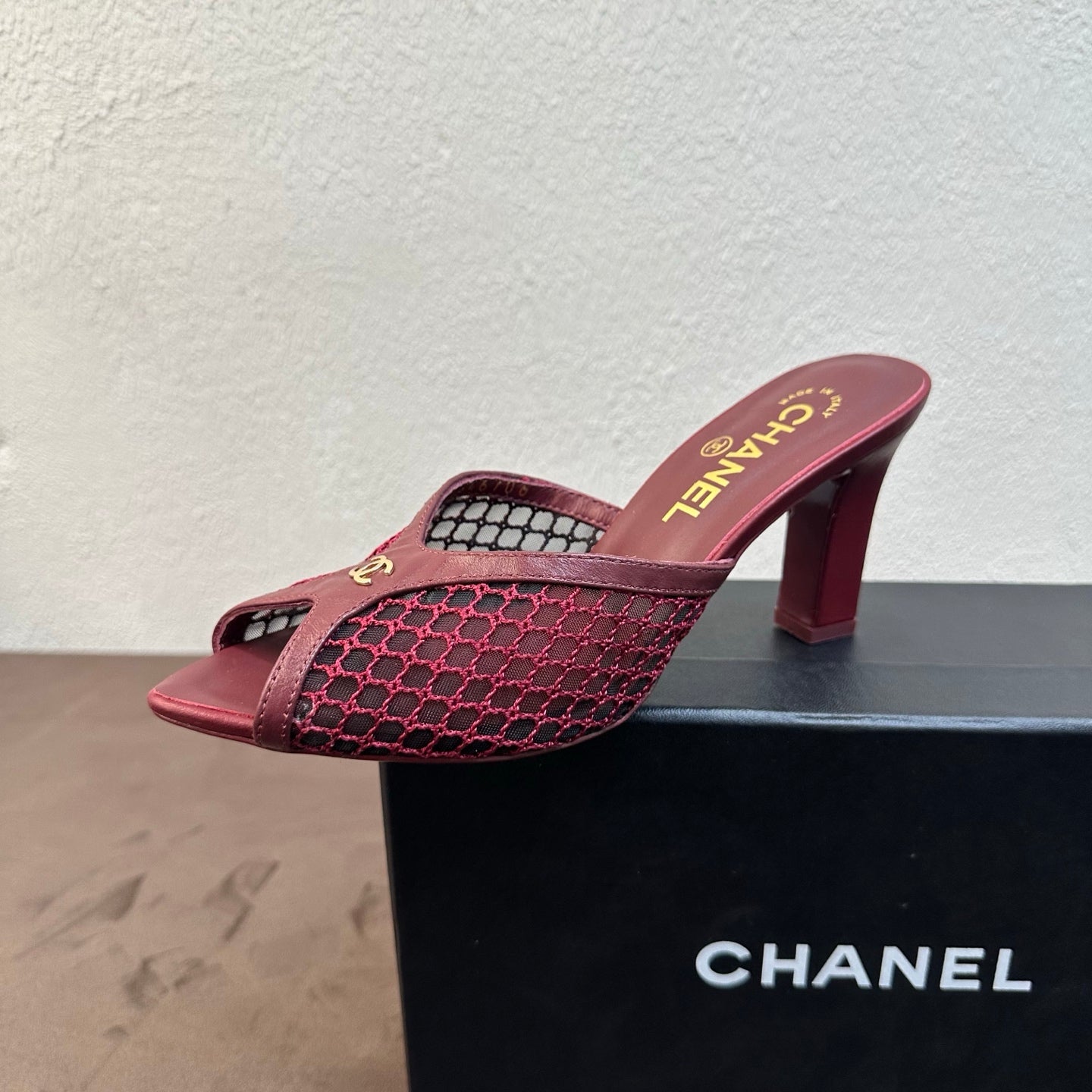 Chanel Mules Mixed Fibers Cotton Lambskin Black #382385