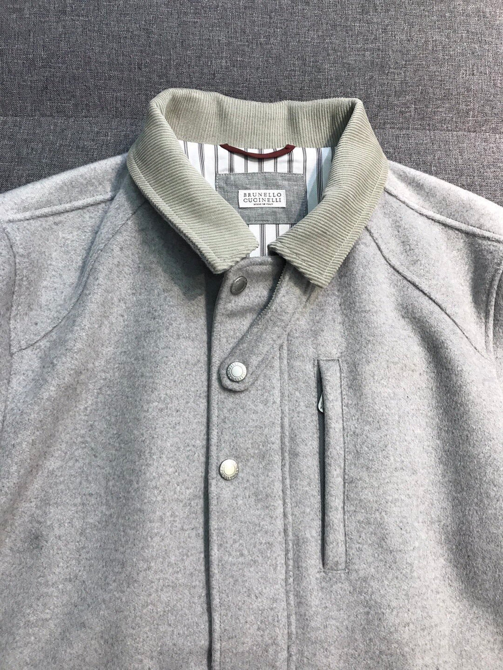 Brunello Cucinelli Men's Fall/Winter Fashion Show Reversible Collar Zipper Hunting Style Vintage Business Casual Wool Twill Coat Jacket #79494