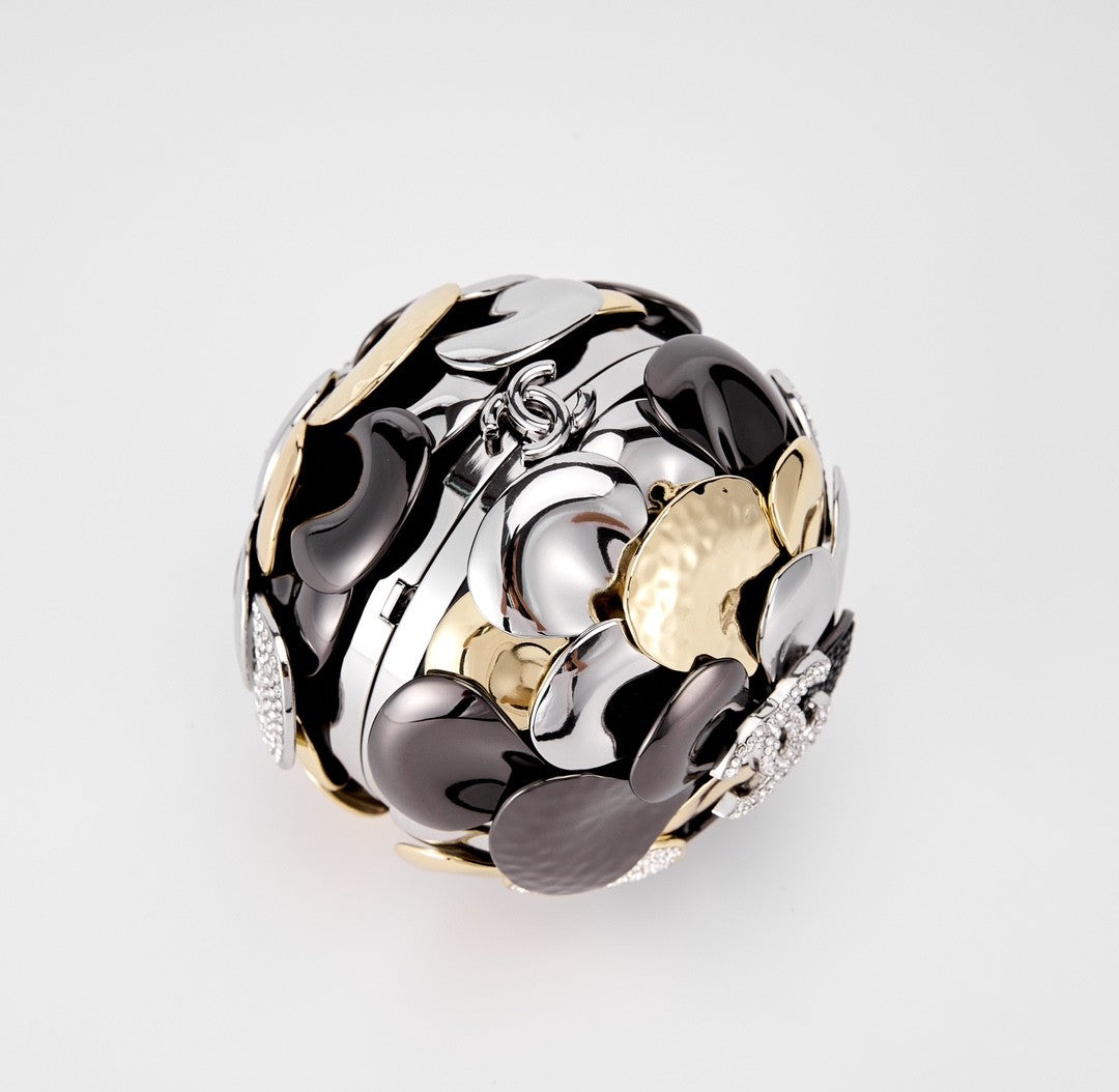 Chanel Collector's Series Camellia Ball Evening Clutch A Exquisite And Sophisticated Work Of Art Handcrafted From Solid Brass Bags Bag #195670
