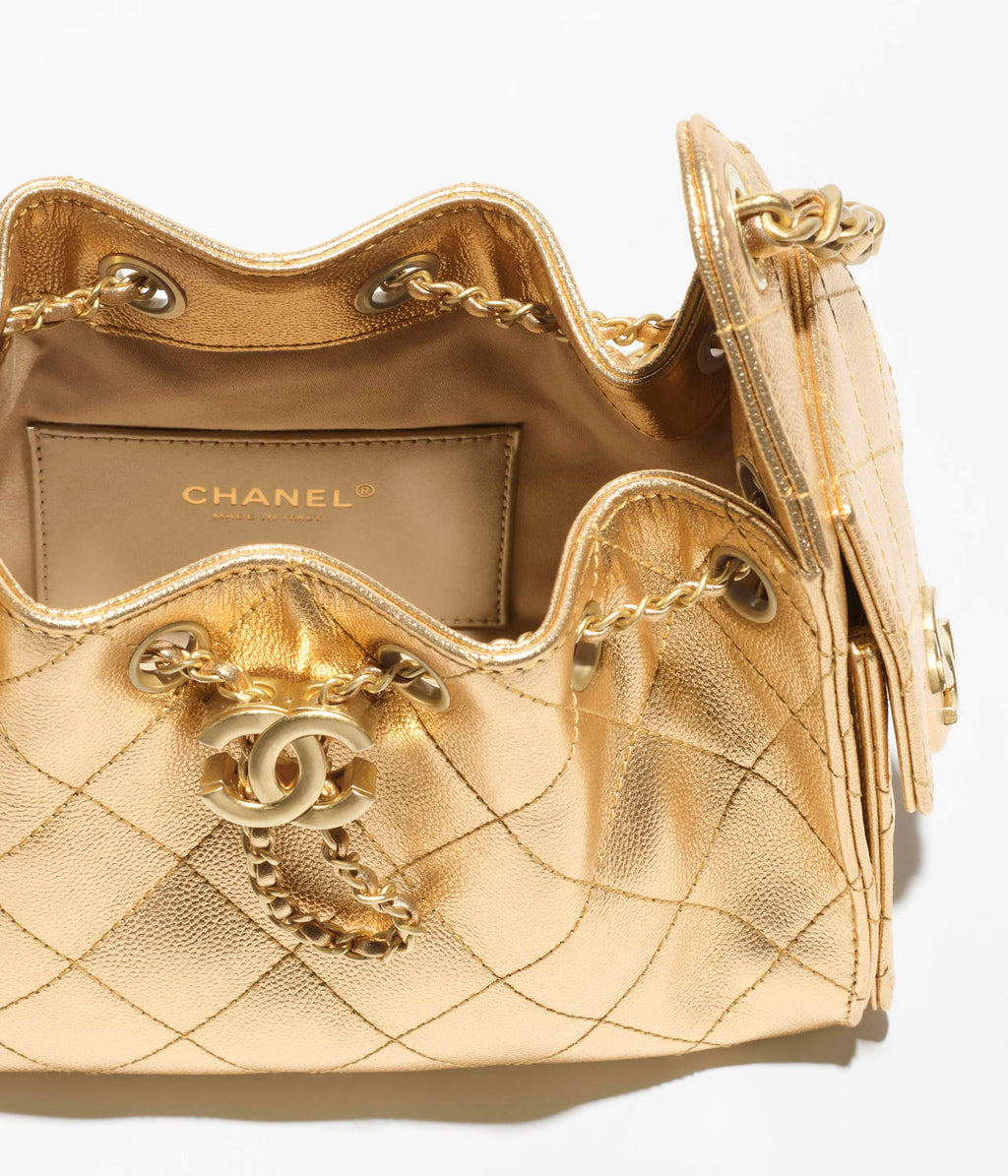 Chanel 25 Mini handbag Metallic Grained Calfskin #333968