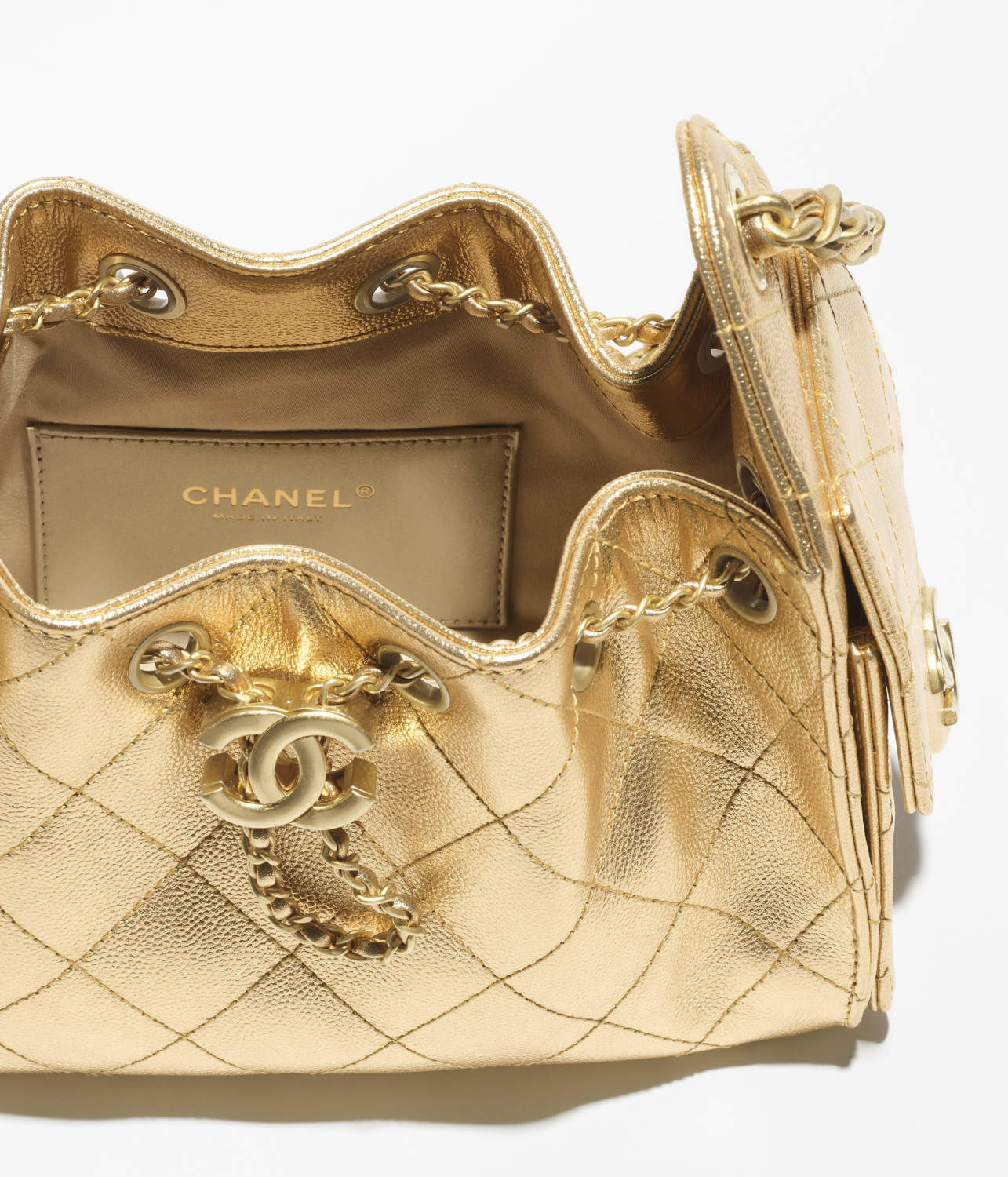 Chanel 25 Mini handbag Metallic Grained Calfskin #333968