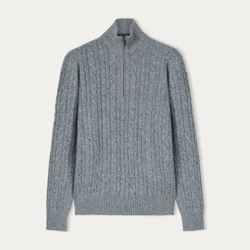 Loro Piana Men's Fall/Winter Half High Neck Zipper Long Sleeve Cashmere Fitted Knit Sweater Ngvp #9738
