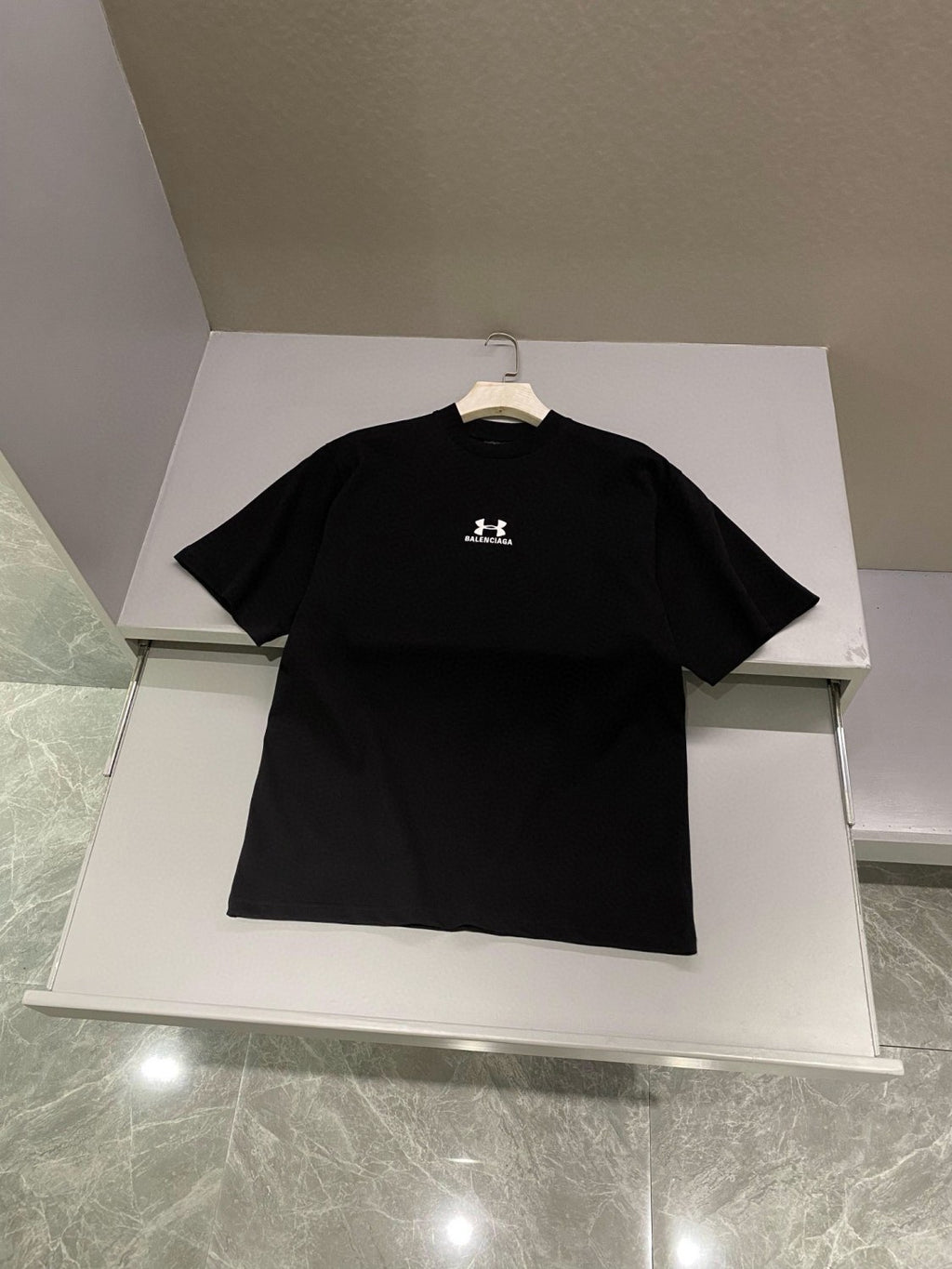 Balenciaga Men's And Women's Summer Solid Color Logo Pattern Round Neck Cotton Short Sleeve T-shirt #74684