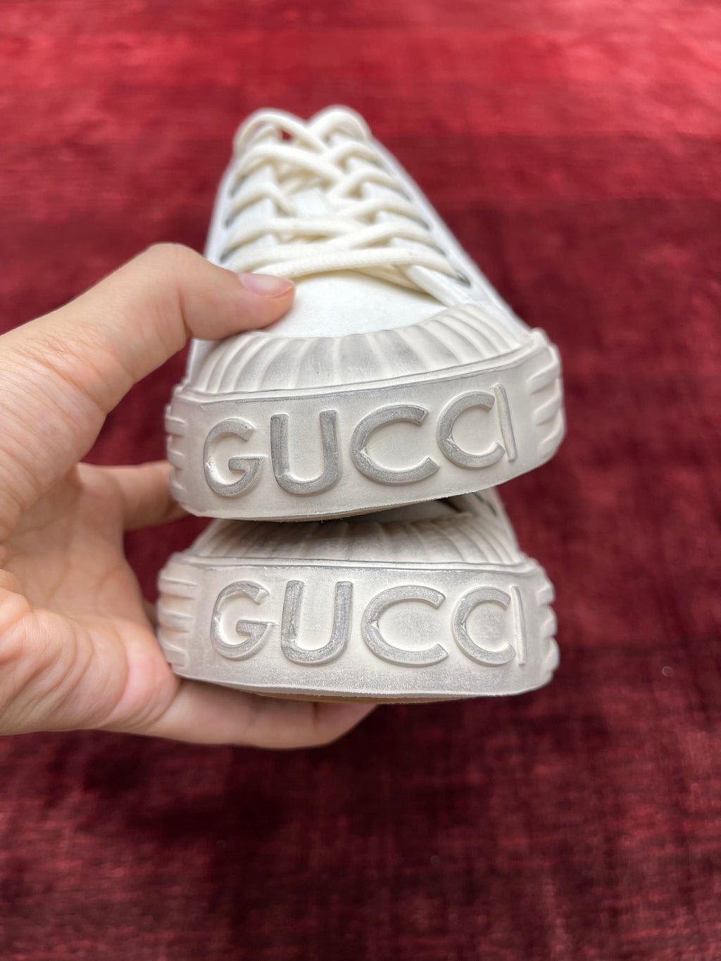 Gucci Men's Round Toe Comfort Webbing Thick Sole Low Top Sneakers Shoes #76413