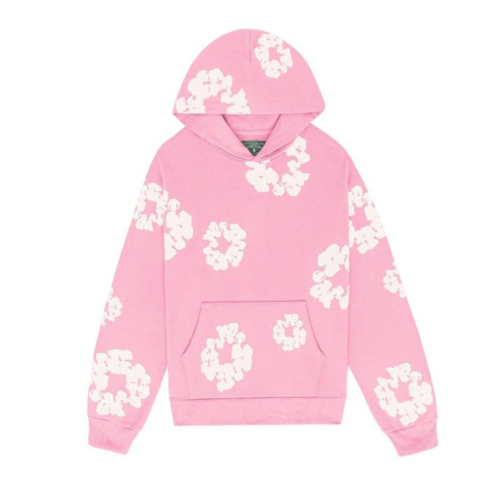 Denim Tears Men's Women's Spring & Autumn Floral Print Pocket Long Sleeve Solid Color Fit Cotton Hooded Sweatshirt Ngvp #8853