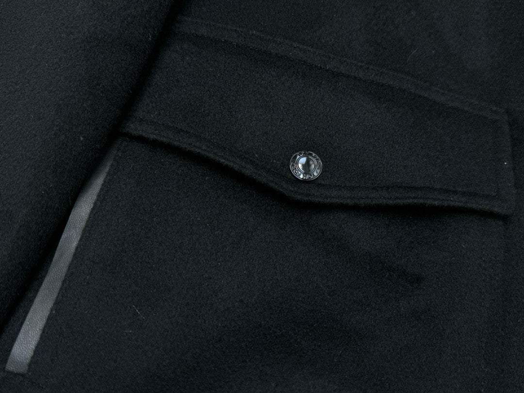 Tom Ford Men's Autumn and Winter Solid Color Cashmere Lapel Zipper Long Sleeve Jacket #74958