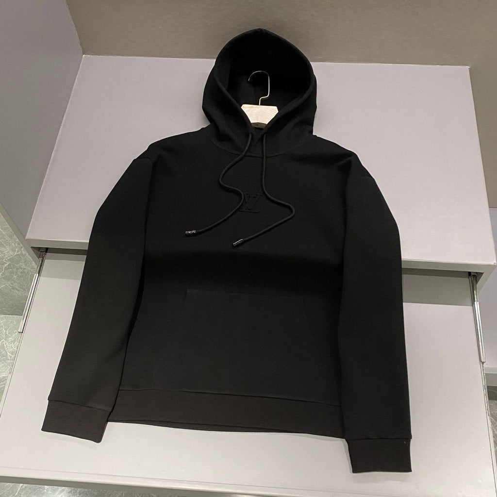 Louis Vuitton Men's Embossed Logo Sport Casual Plain Knit Cotton Hooded Sweatshirt Pullover #97947