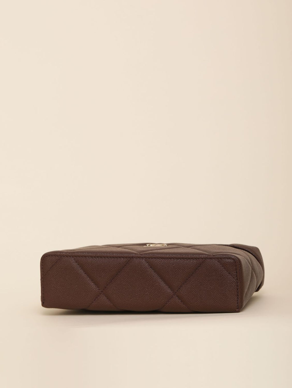 Chanel Chain Dressing Table Grained Shiny Calfskin with Gold Metal Dark Brown Fashion #332778