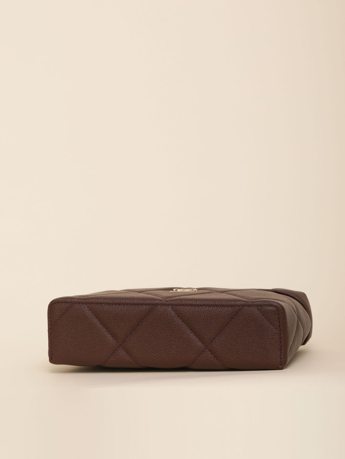 Chanel Chain Dressing Table Grained Shiny Calfskin with Gold Metal Dark Brown Fashion #332778