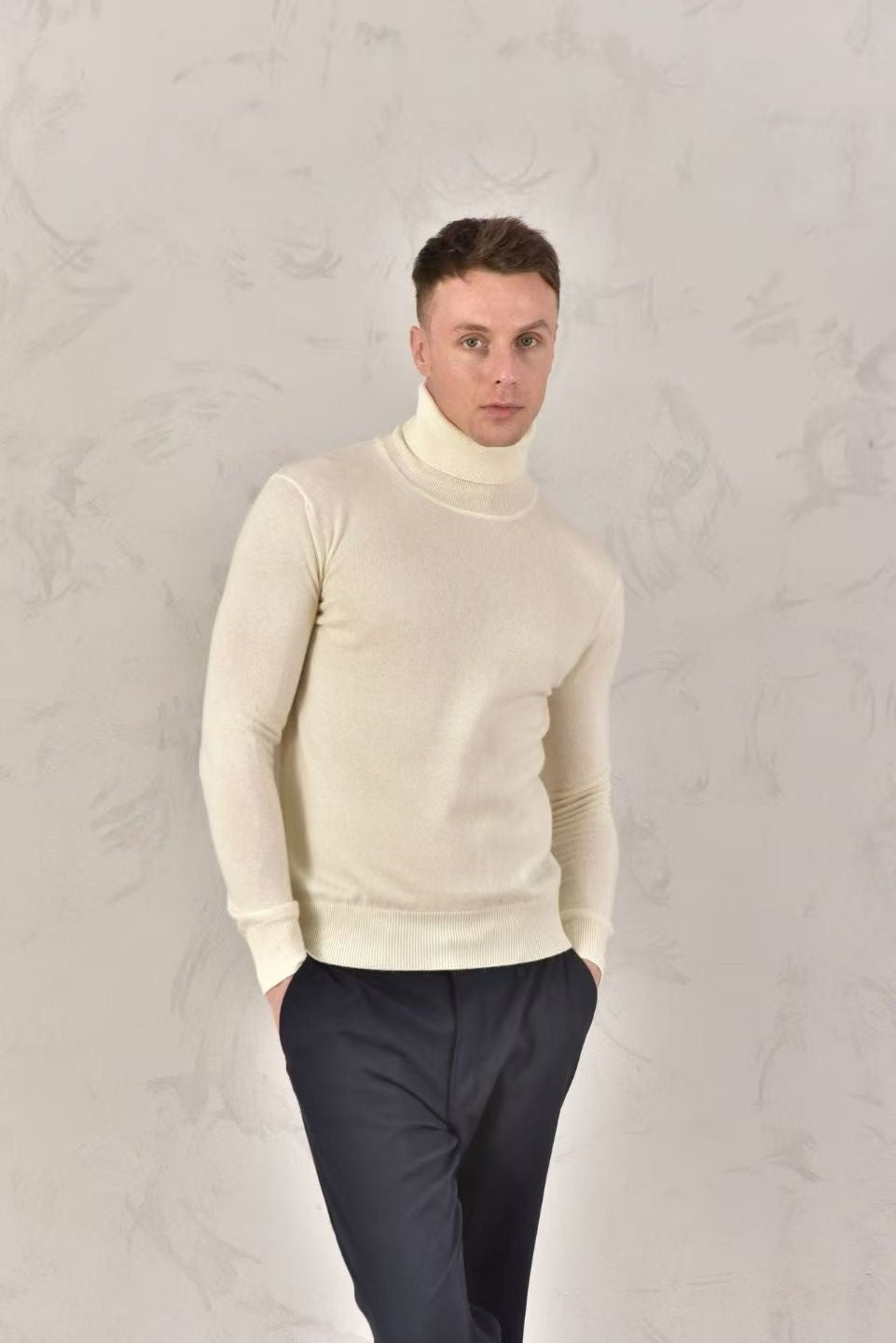 Loro Piana Dolcevita Men's High Neck Sweater Fall And Winter Knitted Fashion Trend Of Comfortable Long-sleeved Casual Knit Pullover Sweater Ngvp #2225