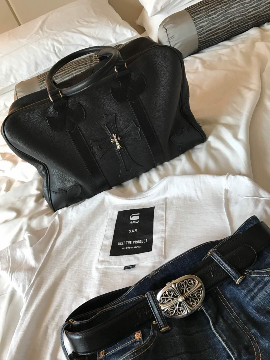 Chrome Hearts Cross-design Travel Bag Luggage Bag Metal Vintage Punk Tote Bag Men's Trendy Fashion Casual Bag Bags #84229A